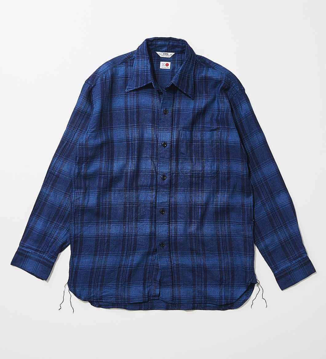 INDIGO GARMENTS CHECK FLANNEL SHIRTS